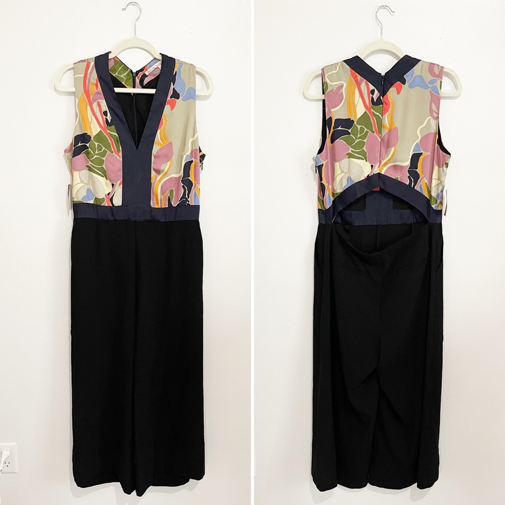 NWT RACHEL Rachel Roy Wide-Leg Cutout Jumpsuit Floral Multicolor Size 12 - Picture 2 of 7